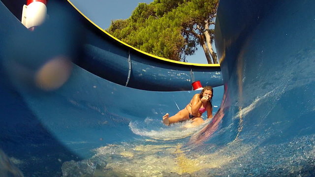 Girl On Waterslide