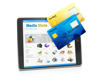 Tablet PC, payment for goods in the media store. Tablet computer
