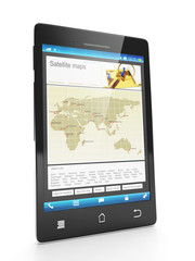 Mobile technology. Loading new city maps on a mobile phone
