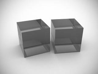 3d glass cube