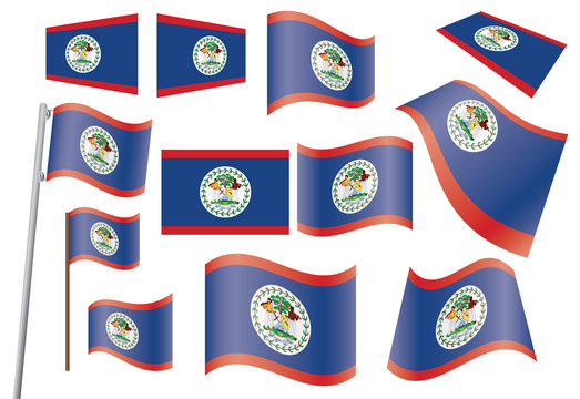 set of flags of belize vector illustration