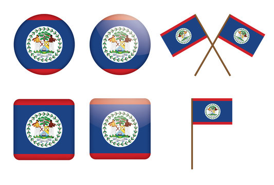 set of badges with flag of Belize vector illustration