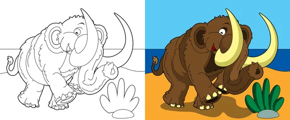 Peel and stick wall murals DIY The coloring page - happy mammoth