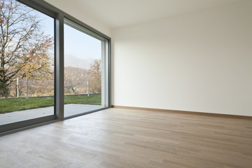 interior, big empty room with large window