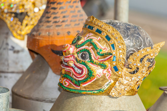 The Hanuman mask was prepare for perform on Ramayana drama.