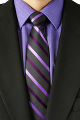 Man with purple striped tie