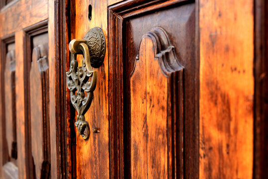 Brass gate with door knocker istanbul Turkey