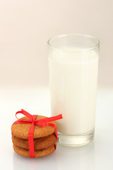 Ginger cookies and milk in glass isolated on white