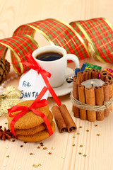 Cookies for Santa: Conceptual image of ginger cookies, milk and