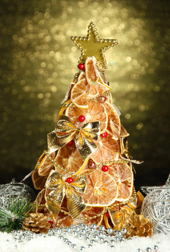 beautiful christmas tree of dry lemons with decor,
