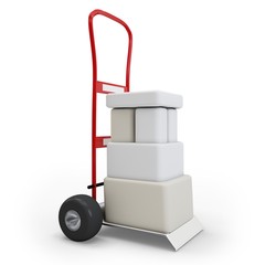 3d hand truck with boxes