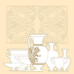 Ceramic seamless pattern. Ethnic national Greek style background - 48098373
