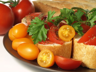 Bruschetta and tomatoes