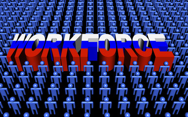 Fototapeta premium Russian workforce with flag text illustration