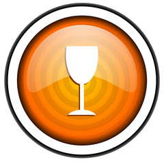 glass orange glossy icon isolated on white background