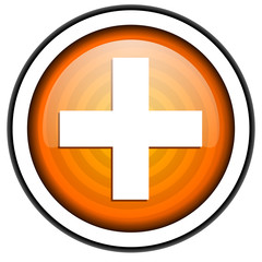 emergency orange glossy icon isolated on white background