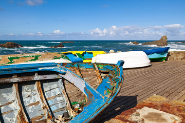 Fototapeta na wymiar Rowboats in Taganana Coast