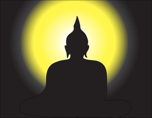 Meditation on Bhuddha Image in Silhouette Tone