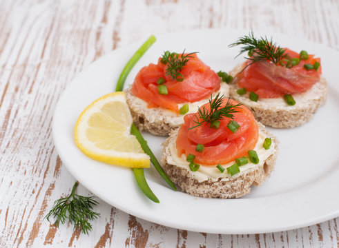 Canapes with  salmon