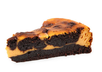 chocolate and pumpking brownie isolated on white
