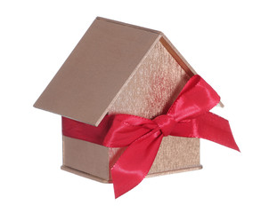 golden house with bow