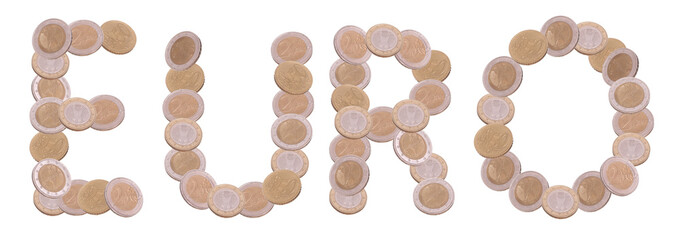euro - written with coins