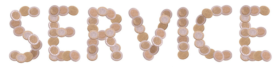 service - written with coins