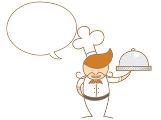 cute cartoon chef talking in bubble