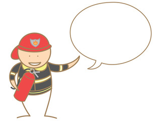 fire fighter talking in bubble