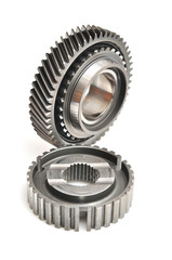 Gearbox parts isolated on white background.