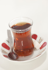 glass of Turkish tea isolated on white