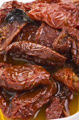 dried tomatoes close up on white background