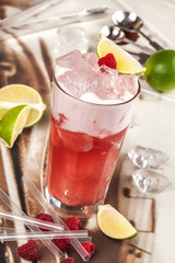 Drink with mango, blackberry and cranberry