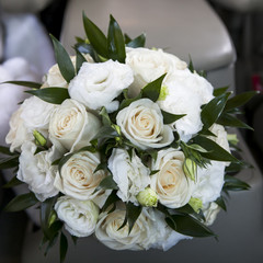 wedding bouquet with rose  and lisianthus