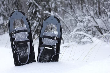 Zelfklevend Fotobehang snow shoes in the snow © gdvcom