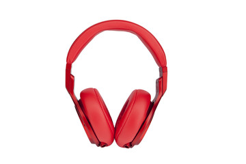 red headphones on the white background