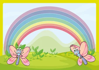 Fotobehang Vliegen en regenboog © GraphicsRF