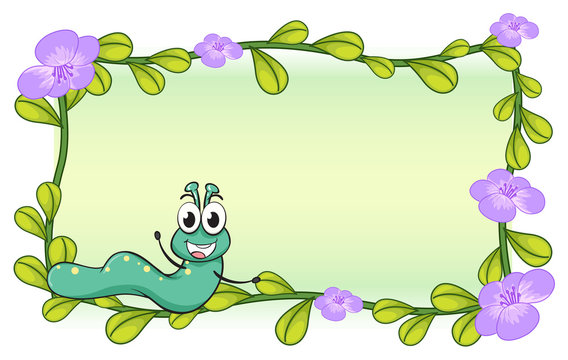 A caterpillar and a flower plant
