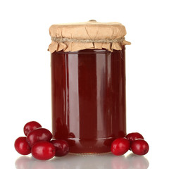 Jar of jam from the cornel isolated on white