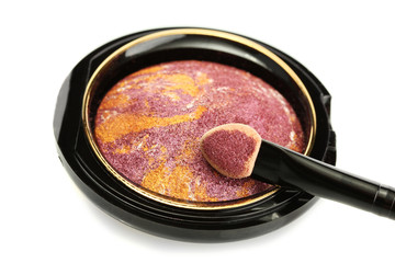 bright eye shadow and applicator, isolated on white