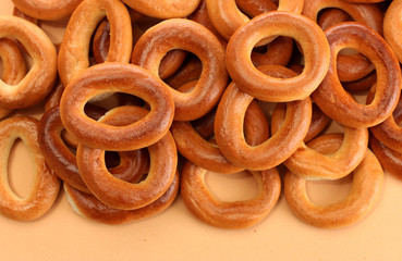 tasty bagels, on beige background