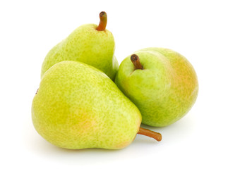 Three pears isolated on white background