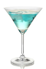 Blue Lagoon cocktail isolated on white