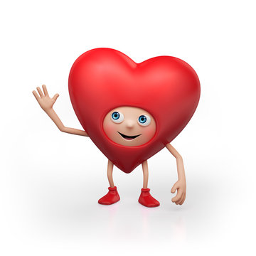 Valentine's Day happy heart cartoon character