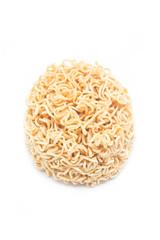 Raw instant noodles isolated on white background.