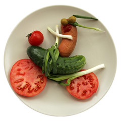 Sausage biker at the cucumber bike