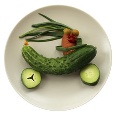 Fast ride of cucumber car