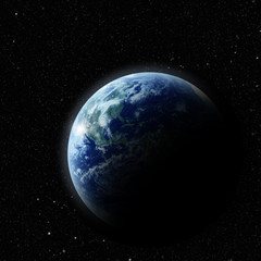 realistic planet earth in space
