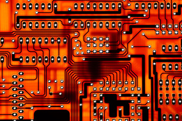 red computer circuit board background