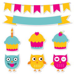 Birthday party stickers set